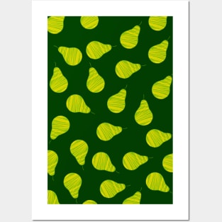 Green and yellow pear fruit pattern Posters and Art